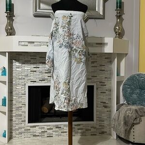 NWT  Kaari Blue Curvy Floral Off The Shoulder Midi striped dress 2X